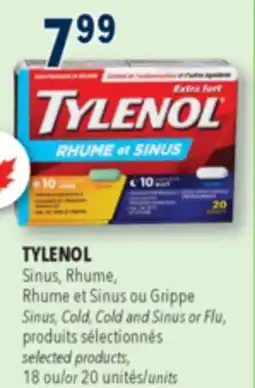 Familiprix TYLENOL, Sinus, Cold, Cold and Sinus or Flu, selected products, 18 or 20 units offer
