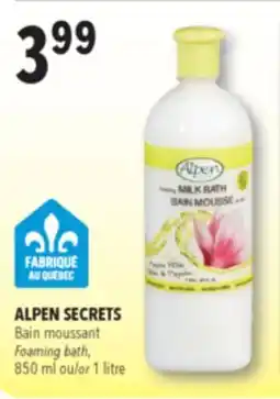 Familiprix ALPEN SECRETS, Foaming bath, 850 ml or 1 litre offer