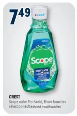 Familiprix Crest Scope Outlast fresh mint mouthwash offer