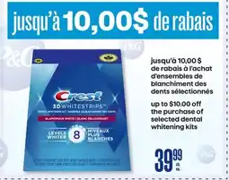 Jean Coutu Crest selected dental whitening kits offer