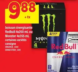 Maxi BOISSON ÉNERGISANTE REDBULL, 4X250 ML OU MONSTER, 4X355 ML offer