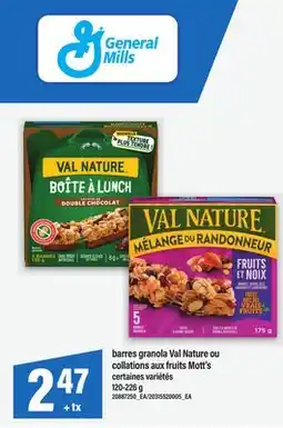 Maxi BARRES GRANOLA VAL NATURE OU COLLATIONS AUX FRUITS MOTT'S offer