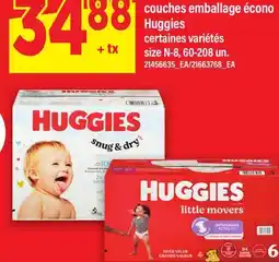 Maxi COUCHES EMBALLAGE ÉCONO HUGGIES, size N-8, 60-208 un offer