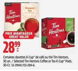Canadian Tire Selected Tim Hortons Coffee or Tea K-Cup Pods offer