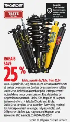 Canadian Tire Selected Shocks and Struts. Quick-Strut complete strut assembly offer