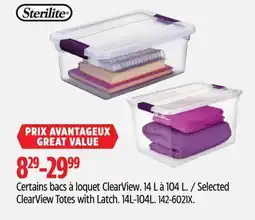 Canadian Tire Selected ClearView Totes with Latch offer