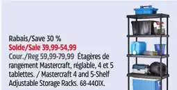 Canadian Tire Mastercraft 4 and 5-Shelf Adjustable Storage Racks offer