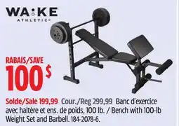 Canadian Tire Bench with 100-lb Weight Set and Barbell offer