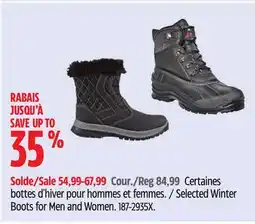 Canadian Tire Selected Winter Boots for Men and Women offer