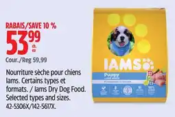 Canadian Tire Iams Dry Dog Food. Selected types and size offer