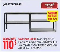 Canadian Tire 5-Shelf Metal $ Wood Rack. 48 x 24 x 72 h offer