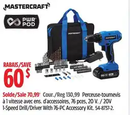 Canadian Tire 20V 1-Speed Drill/Driver With 76-PC Accessory Kit offer