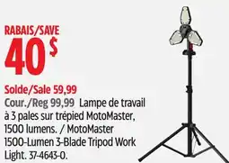 Canadian Tire MotoMaster 1500-Lumen 3-Blade Tripod Work Light offer