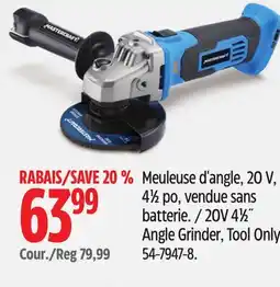 Canadian Tire 20V 41⁄2˝ Angle Grinder offer