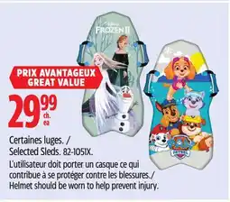Canadian Tire Selected Sleds offer