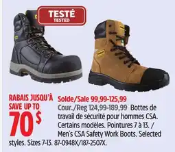 Canadian Tire Men's CSA Safety Work Boots offer