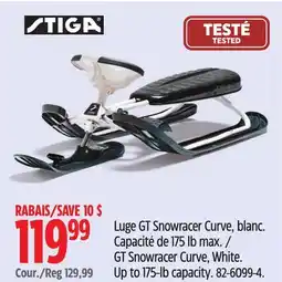 Canadian Tire GT Snowracer Curve, White. Up to 175-lb capacity offer
