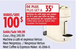 Canadian Tire Nespresso Vertuo Next Coffee & Espresso Maker offer