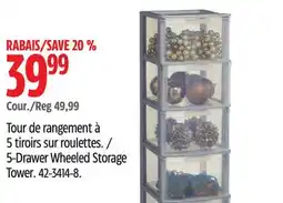 Canadian Tire 5-Drawer Wheeled Storage Tower offer