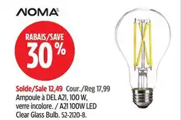 Canadian Tire Noma A21 100W LED Clear Glass Bulb offer