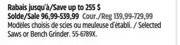 Canadian Tire Selected Saws or Bench Grinder offer