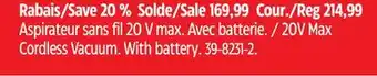 Canadian Tire 20V Max Cordless Vacuum offer