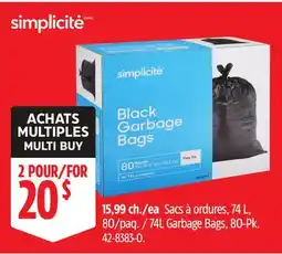 Canadian Tire 74L Garbage Bags offer