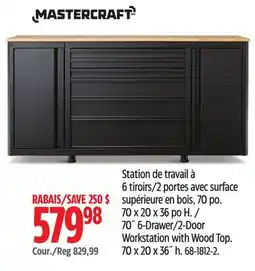 Canadian Tire 70˝ 6-Drawer/2-Door Workstation with Wood Top offer