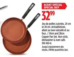 Canadian Tire 24cm and 28cm Copper Pan Set. Non-stick, dishwasher & oven safe offer