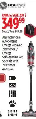 Canadian Tire Hoover Emerge Self-Standing Pet Stick Kit with 2 Batteries offer