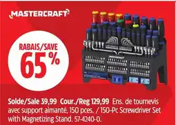 Canadian Tire Mastercraft 150-Pc Screwdriver Set with Magnetizing Stand offer