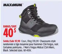 Canadian Tire MAXIMUM Men's Fergus Midcut CSA Hikers offer