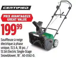Canadian Tire 13.5A Electric Single-Stage Snowblower, 18˝ offer