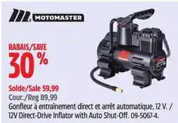 Canadian Tire 12V Direct-Drive Inflator with Auto Shut-Off offer