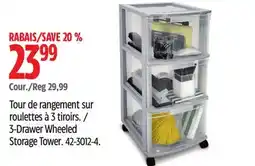 Canadian Tire Type A 3-Drawer Wheeled Storage Tower offer