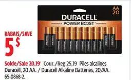 Canadian Tire Duracell Alkaline Batteries, 20/AA offer