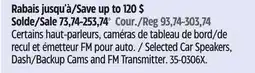 Canadian Tire Selected Car Speakers, Dash/Backup Cams and FM Transmitter offer