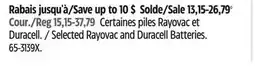 Canadian Tire Selected Rayovac and Duracell Batteries offer
