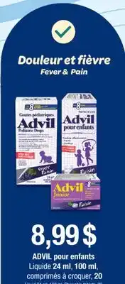 Jean Coutu Advil for children Liquid 24 ml, 100 ml, CHEWABLE TABLETS, 20 offer