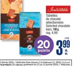 Jean Coutu IRRESISTIBLE Selected chocolate bars offer