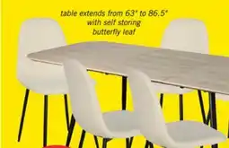 The Brick Joss 7pc Dining Set with Table & 6 Chairs - 63-86.5W Butterfly Extension, Metal - Natural/White offer