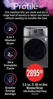 The Brick Profile 5.5 Cu. Ft. UltraFast All-in-One Washer/Dryer with Ventless Heat Pump and Pet Hair Removal M offer