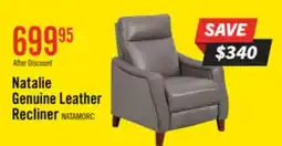 The Brick Natalie 32.5 Top-Grain Genuine Leather Pushback Reclining Chair with Wood Legs - Grey offer