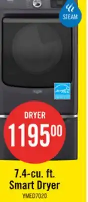 The Brick Maytag 7.4 Cu. Ft. Pet Pro Smart Electric Dryer - Midnight Steel - YMED7020RF offer