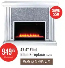 The Brick The Brick Flint 47.4 Glam Electric Fireplace - Silver and Glass offer