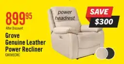 The Brick Grove 36 Genuine Leather Power Reclining Chair with Adjustable Headrest - Cream offer