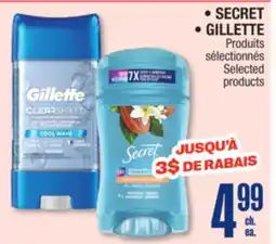 Jean Coutu SECRET, GILLETTE Selected products offer