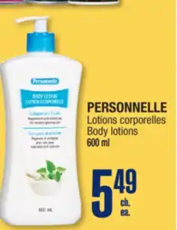 Jean Coutu PERSONNELLE Body lotions offer