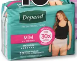 Familiprix Depend Fit-Flex women's incontinence underwear Medium 18un offer