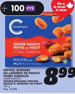 IGA COMPLIMENTS FROZEN BREADED CHICKEN NUGGETS, BURGERS OR STRIPS offer